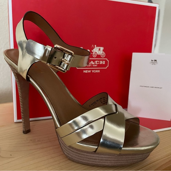 COACH Dani Metallic Platinum Mirror Heels (like new) - Picture 5 of 16